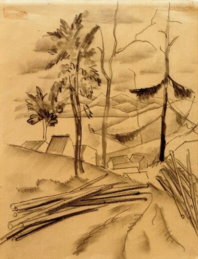 Landscape with Tree Trunks by August Macke
